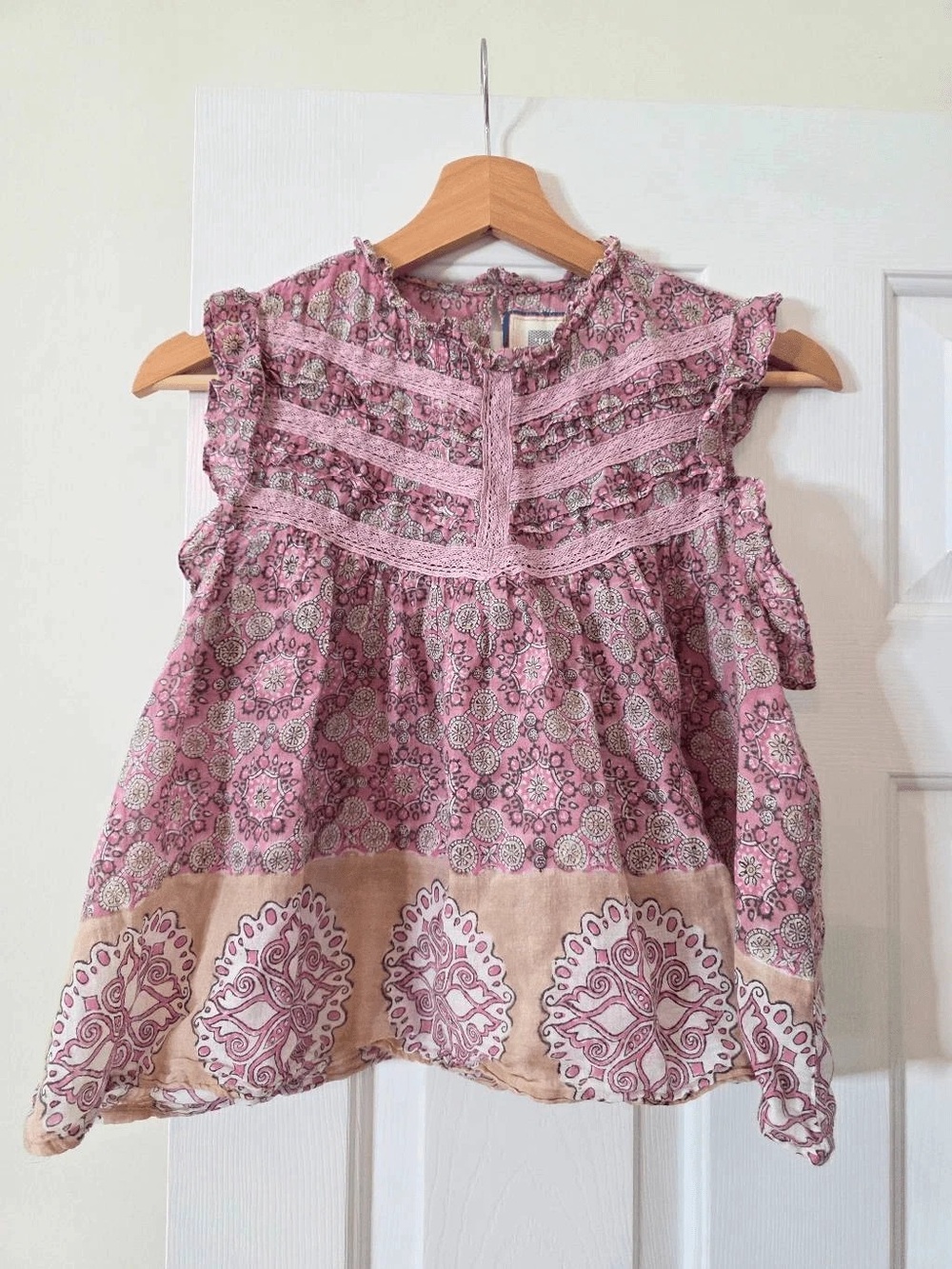 Bell By Alicia Bell Pink Floral Lace-Trim Tank Top